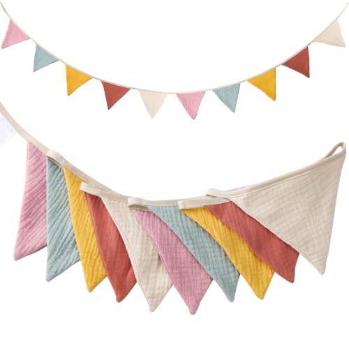 Guirnalda de banderines de 2,6 m, decoración para habitación infantil, resistente a la intemperie, para exteriores, colorida decoración de cumpleaños para fiestas en el jardín, habitación de bebé y