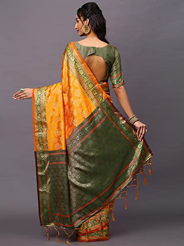 Image of AKHILAM Women's Banarasi Silk Woven Design Saree With Unstitched Blouse Piece (RYLBNR06 Parent)
