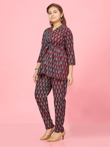 Image of Aarika Girls Blue Colour Cotton Blend Printed Co-ord Set