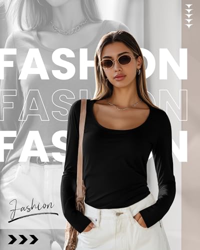 Ficerd 3 Pack Women's Long Sleeve Shirts Casual Scoop Neck Basic Tops Solid Layer T Shirts for Ladies2