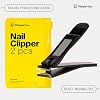 Nail Clippers for Thick Nails - 2 Pack Heavy Duty Toenail & Fingernail Clippers for Men Precision Stainless Steel Cutter Set with Travel Case (Black)
