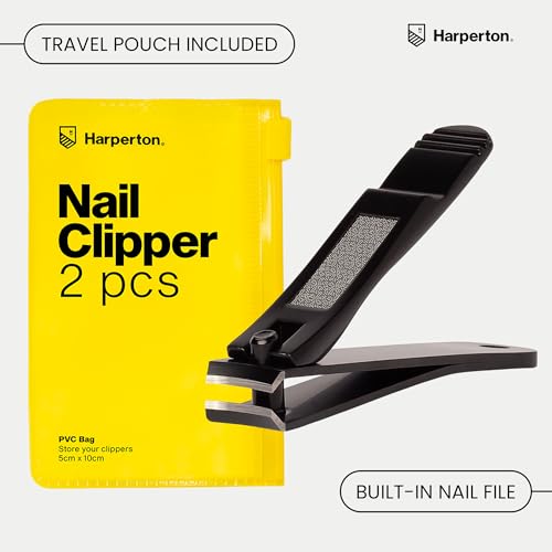 Image of Nail Clippers for Thick Nails - 2 Pack Heavy Duty Toenail & Fingernail Clippers for Men Precision Stainless Steel Cutter Set with Travel Case (Black)