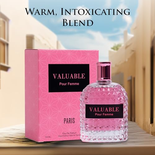 NovoGlow Valuable for Women - Dazzling Fragrance with Fruity, Floral, Spicy & Woody Accords - Base of Bourbon Vanilla, Guaiac Wood & Soft Cashmeran - Elegant 3.4 oz Spray Bottle with a Suede Pouch - Thumbnail 3