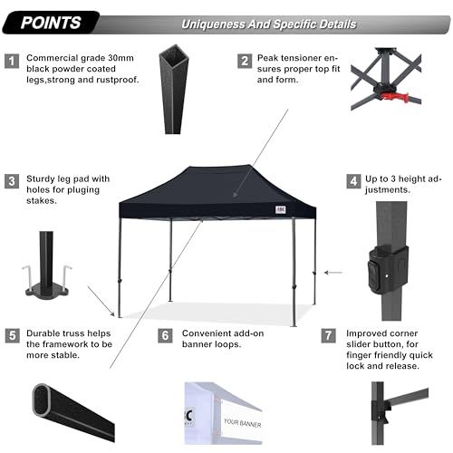 Image of ABCCANOPY Patio Pop Up Canopy Tent 8x12 Commercial-Series (Black)