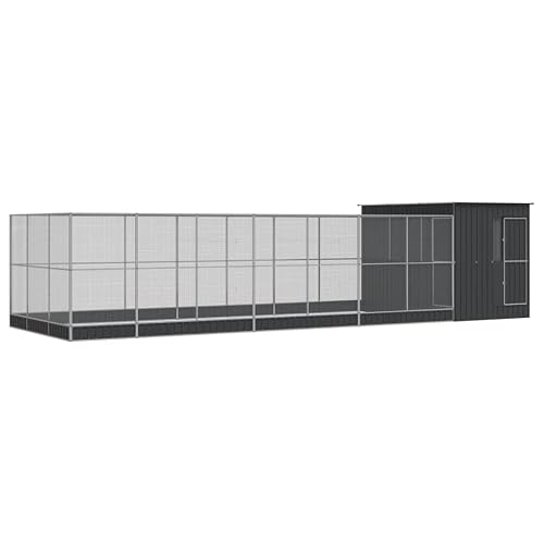 vidaXL Pajarera con extensión Acero Plateado 911x303x216 cm