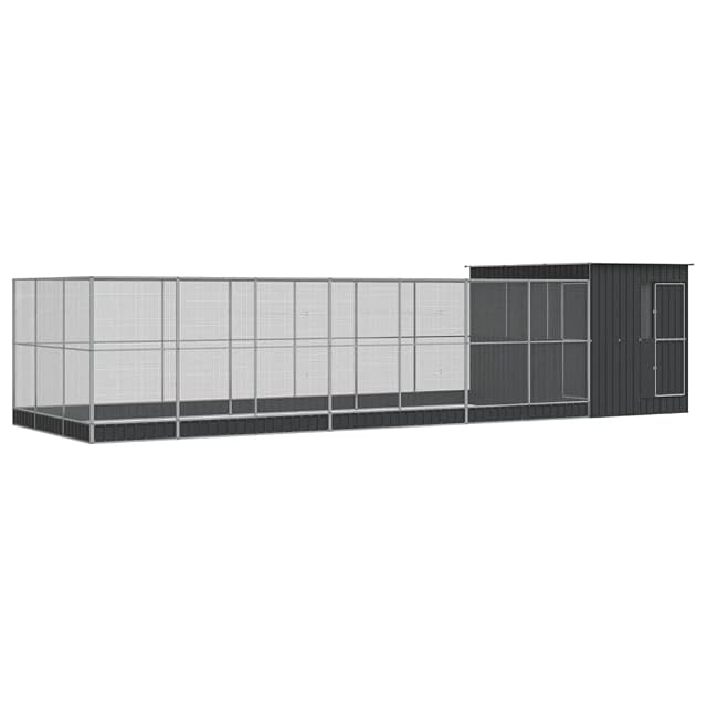 vidaXL Pajarera con extensión Acero Plateado 911x303x216 cm