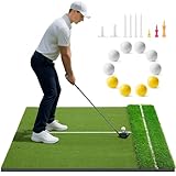 Golfguru Golf Mat 5x4ft-16mm Thickened Dual Turf Golf Hitting Mat with Alignment Aid, Dense Elite Mats Practice Outdoor Indoor, Chipping Training Matt for Backyard Garage Driving Simulators