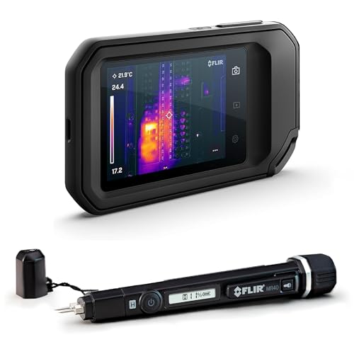 FLIR C5 Cámara termográfica compacta con wifi: sensor de imágenes infrarrojas de alta resolución para inspección + medidor de humedad FLIR MR40, paquete de medidor de humedad de una sola escala