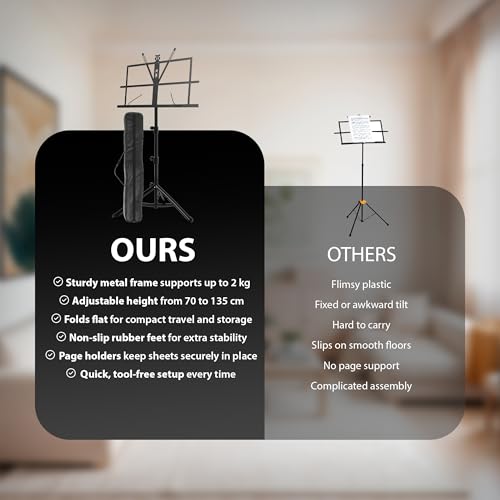 ZENO Heavy-Duty Foldable Music Stand with Carry Bag - Image 7