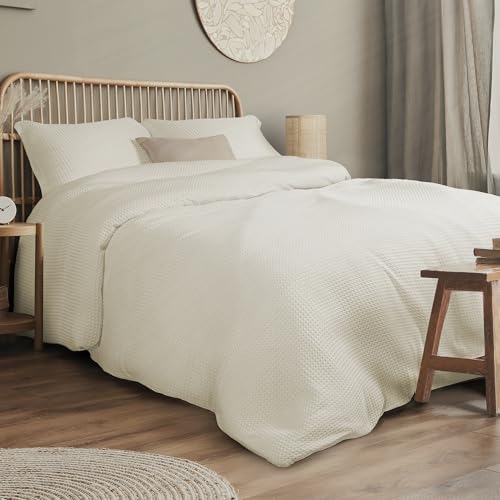 La Mejor Recopilación de Fundas de edredón de esta semana. 47 Dreamlab Juego Funda de Edredón con Textura Tipo Waffle | Set Funda de Duvet y Funda Almohada Decorativa en Punto Gofre con Cierre de Cremallera |Tamaño Individual, 2 Piezas,...