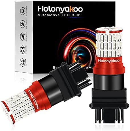 Holonyakoo 3157 LED Bulbs 3156 3056 3057 4157 4057 LED Light Bulbs for Brake Light Bulb Switchback Turn Signal Bulb Reverse Lights Parking Light Bulbs DRL DC10-30V Brilliant Red (set of 2)