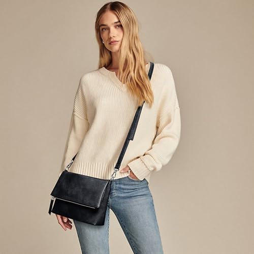 Image of KALIDI Vintage Vegan Leather Crossbody Bag PU Shoulder Bag Handbag Multiple Pockets Adjustable Removable Strap Women