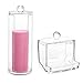 2 Stücke Wattestäbchen aus Kunststoff, Transparente Wattestäbchenbox, Wattepad Behälter, Plastik Staubdicht Wattepad Spender mit Deckel für Schmuck, Tupfer, Lippenstift (Transparent)