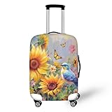Funda Maleta Flores Amarillas Equipaje Cubierta Impresión Elástico Lavable para Maleta,Reutilizable Protectora Equipaje De Viaje, Suave De Anti-Polvo