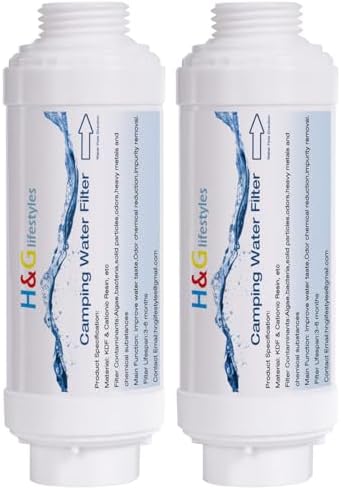 H&G Lifestyles Inline Water Softener, Calcium Inhibitor Filter for Garden Hose, Hose Filters for Drinking Car Washing, Soft Water Filtration System for Hot Tub Swimming Pool(2 Packs)