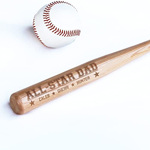 Personalized Mini Bat 18″, Custom Mini Baseball Bat, Personalized Coach Gift, Team Gift, Tee Ball, Baseball Team Coach Gift, Little League Gift, Softball Team Coach Gift (All Star Dad)