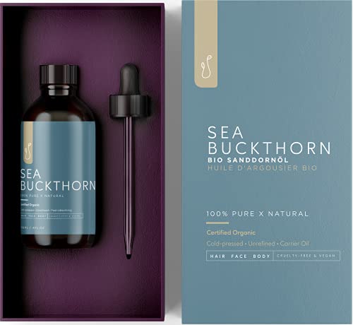 Sea Buckthorn Oil - (100% Pure, Vegan & Natural - Undiluted) Therapeutic Grade - Perfect for Face, Skin, Hair, Body and Nails, Rich in Omega Acids, Essential Moisturizer - (4 oz) Sea Buckthorn Oil - (100% Pure, Vegan & Natural - Undiluted) Therapeutic Grade - Perfect for Face, Skin, Hair, Body and Nails, Rich in Omega Acids, Essential Moisturizer - (4 oz)