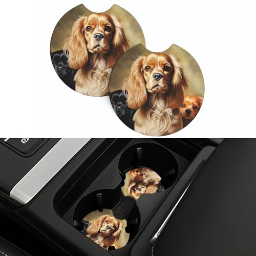 Set de 2 Portavasos para Auto con Diseño de Cocker Spaniel miniatura 3