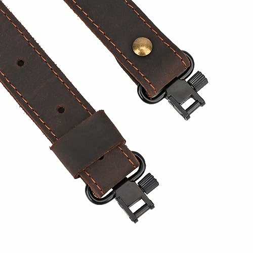 TOURBON Universal Leather Rifle Sling Comfortable No Slip Gun Carrying Strap with Swivels - Image 5