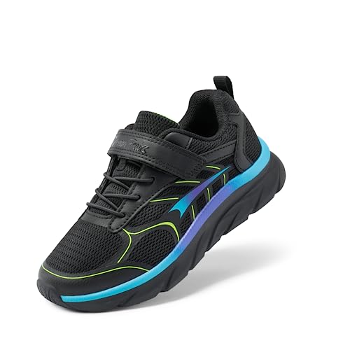 DREAM PAIRS Boys Girls Sneakers Kids Tennis Running Shoes EZ-ONs EZ-Plays Athletic Sport Gym Lightweight Breathable Shoes 10 Toddler Black/Blue