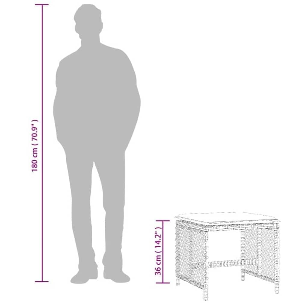 Mangloder - Sgabello da giardino con cuscino, 4 pezzi, nero, 41 x 41 x 36 cm, in polyrattan, resistente alle intemperie, ai raggi UV, in acciaio verniciato a polvere, per balcone, terrazza, salotto