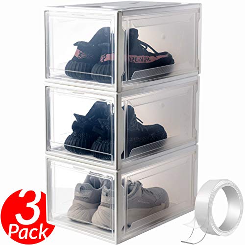 AB Creations Shoe Organizer - Stackable Clear Shoe Boxes For Closets And Entryway