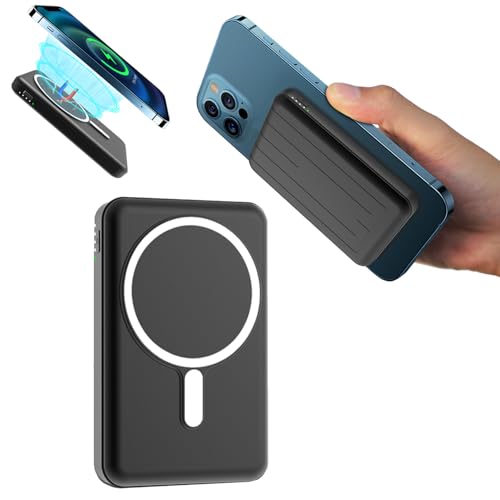 Wireless Power Bank for iPhone, Magnetic Fast Charging 10000mAh Battery Pack,USB C in & Out Portable Charger with Magsafe for iPhone 15/15 Plus/15 Pro Max/14/13/12 Series and More (Black)