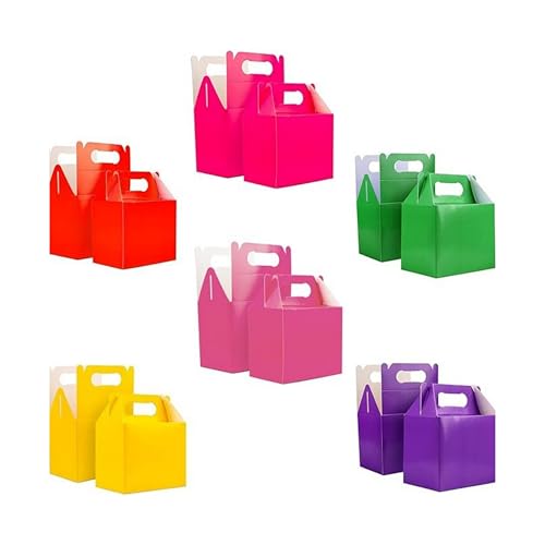 SHATCHI 10Pcs Assorted Party Food Lunch Boxes Takeaway Containers 14x12x10 cm - Meal Treat, Candy, Cookie, Toys, Cake Packing for Kids Birthday, Wedding, Catering Events, Picnics Party Bags