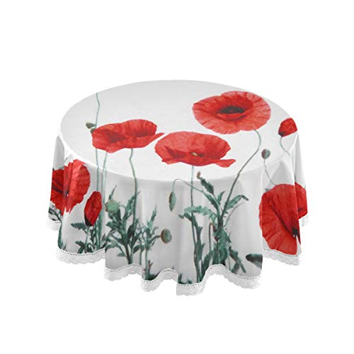 funnyy Nappe ronde en dentelle avec motif de coquelicot - Facile à nettoyer - 150 cm