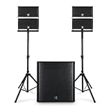 RECK 4000W P.M.P.O Line Array and 18 inch Active Subwoofer Powered PA System | Bluetooth/USB/SD/Remote Control for DJs, Bands, Events,Party
