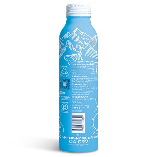 Just Water Premium Pure Still Spring Water In An Infinitely Recyclable Aluminum Bottle- Naturally Alkaline, High 8.0 Ph thumb #1