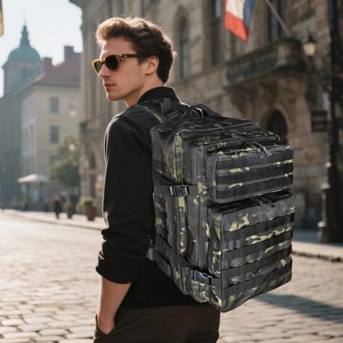 Militär Rucksack Herren,45L Groß Rucksack Wasserdicht Outdoor Assault Survival Wanderrucksack Herren… – Ansicht 6