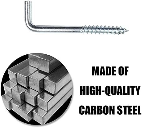 10 Pcs L Hook Screws Square Hooks Screw Metal 7-Shaped Screw for Hard Wall Hanger Hook Sets