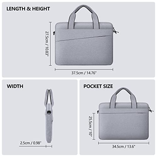 15.6 Inch Laptop Sleeve Bag for 15.6 Inch Chromebook Laptop Computer Notebook, Protective Polyester Laptop Shoulder Case Cover Carrying Bag with Handle, Gray3