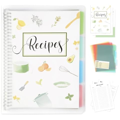 8.5" x 11" Recipe Book to Write in Your Own Recipes, Personal Blank Recipe Notebook Binder, Removable Hardcover Empty Recipe Journal Cookbook Binder with 8 Dividers and 24 Tabs, Hold up to 240 Recipes Cover