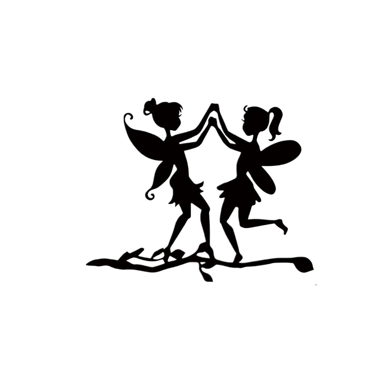 AFDHVTKLDR Garden Decorative Silhouette Metal Steel Silhouette Birds Dogs Dragons Fairies on Branch Garden Tree Art Backyard Patio Outdoor Decor(TY3272-01)
