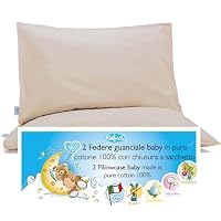 Taies D'oreiller Bébé 50x30 Cm - Lot De 2 En Coton Pur - Made In Italy - Oeko-Tex