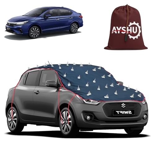Image of AYSHU Water-Resistant Spike Car Cover for Honda City Hybrid EHEV - Protects from Dogs, Monkeys, Dust, Sunlight & UV - Full Roof Universal Fit