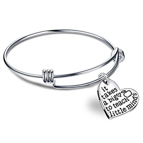 Term Begins/end Teachers Gift Bangles It takes a big heart to teach little minds Expandable Bracelets New (Style A)