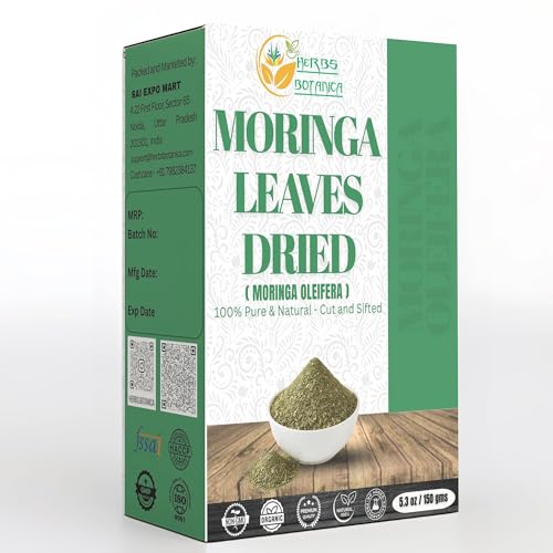 Herbs Botanica Dried Moringa Leaves Tea Leaf Hojas De Moringa Nutrient-Rich Herbal Tea Infusion for Immunity, Energy, and Wellness Energy Boost and Gluten Free 5.3oz / 150 gms