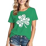 XLIEVO St Patrick's Day Shirts for Women:Lucky Irish Shamrock Crew Neck Short-Sleeve Graphic Higher Quality Printed T-Shirt