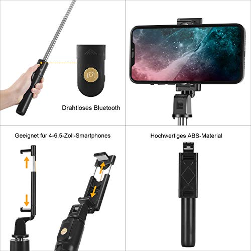 Bluetooth Selfie Stick Stativ, AlBetter 3-in-1 Mini Selfie Stick mit Abnehmbarer Bluetooth Fernbedienung, geeignet für… – Bild 3
