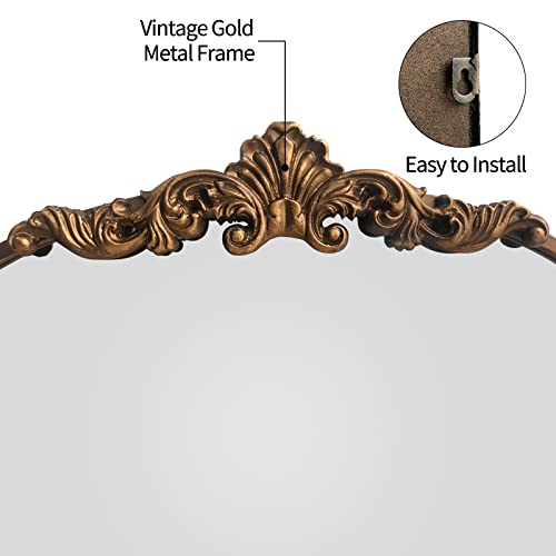 Wamirro WML-MR001 Arched Mirror,Gold Traditional Vintage Ornate Baroque Mirror,Antique Brass Mirror,Wall Mounted Mirrors thumb #2