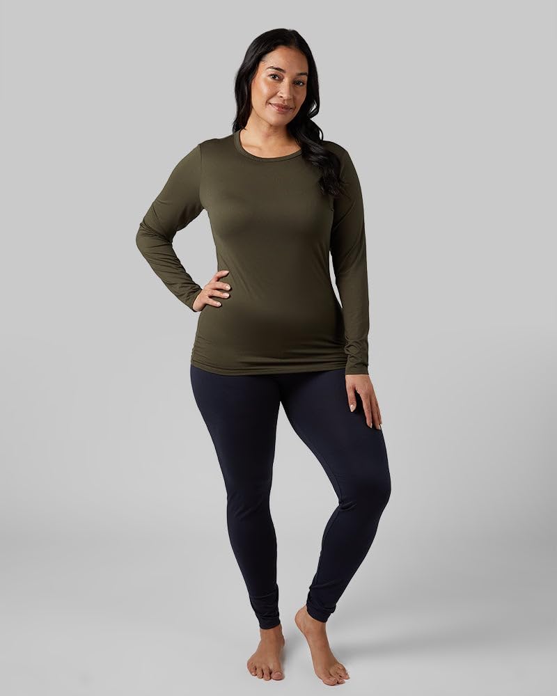 32 Degrees Heat Women’s Lightweight Baselayer Crew Top – Thermal Long Sleeve Shirt for Winter Layering