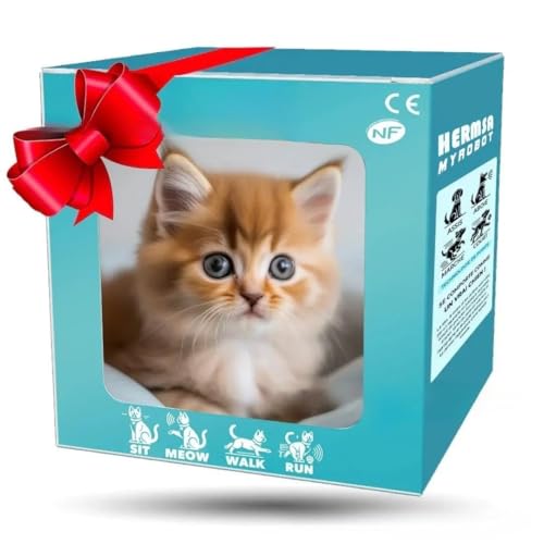 2025 New Model of My Realistic Robot cat, Robot cat is Like a Real Adult pet - Walking, Meowing, Wagging Tail, can Understand People's Words (Cat - Yellow)