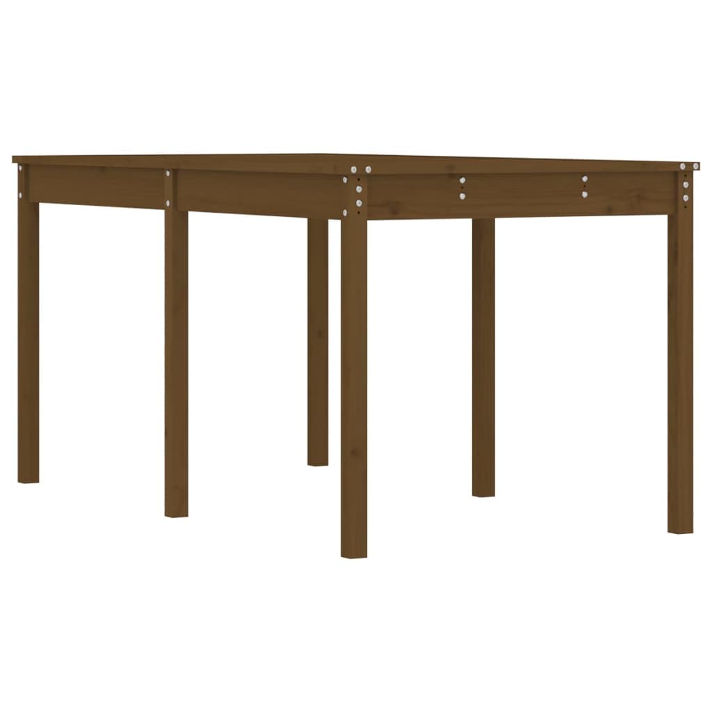 Stół ogrodowy lite drewno sosnowe 159,5 x 82,5 x 76 cm miodowy brąz | Wytrzymały blat stołu, stabilna rama drewniana, na taras, balkon, do ogrodu, instrukcja montażu w zestawie