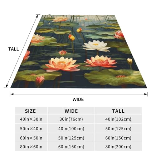 Couverture en micro polaire durable Lotus Pond grand plaid de camping chaud