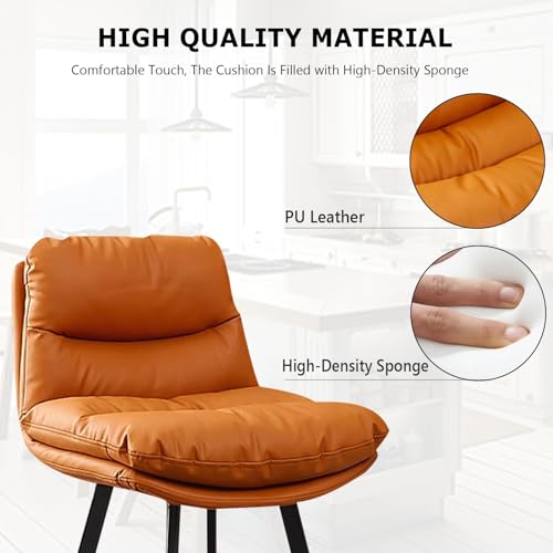 Tabouret de bar moderne en cuir orange 26 30 pouces pour pub