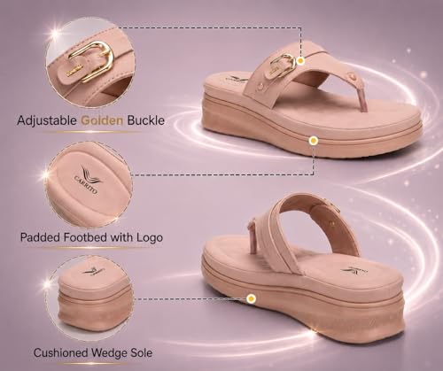 Image of Carrito, Women Wedge Heels Thong Sandals| Comfortable Flats Sandals | Comfort Orthopaedic Sandals for Women| Doctor Slippers /Flip-Flops | Arch Support & Heel Cushion | Lightweight Anti-Skid Sole | Ultra-Cushioned Shock Absorbing Footbed | Available in Open Toe & Toe Separator Style
