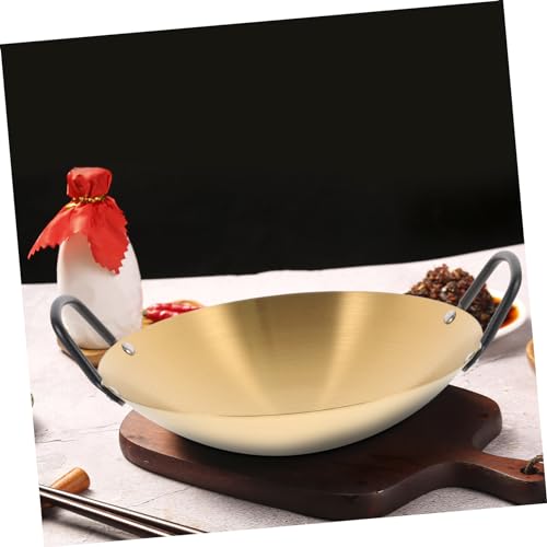 Wok pequeño de acero inoxidable con doble asa antiadherente miniatura 4